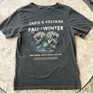 Zadig & Voltaire Charcoal Tee with Skull Graphic